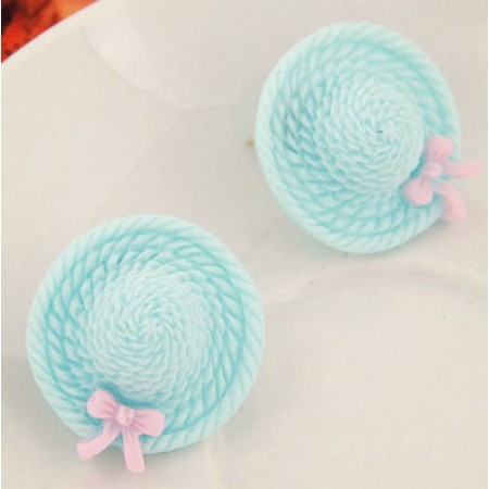 Baby Blue Hat Stud Earrings